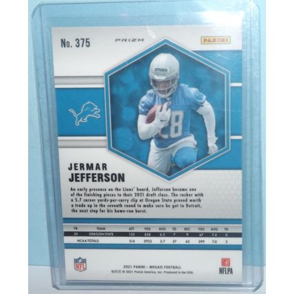 2021 Panini Mosaic JERMAR JEFFERSON (Lions) Prizm Reactive Orange RC #375
