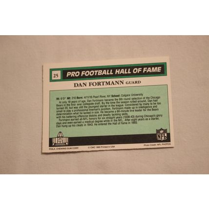 Dan Fortmann 1990 Swell Pro Football Hall of Fame NO. 25