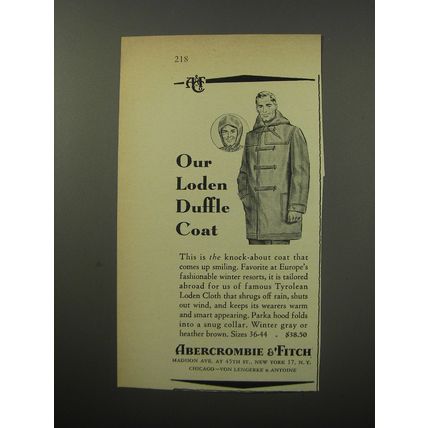 1955 Abercrombie & Fitch Loden Duffle Coat Advertisement
