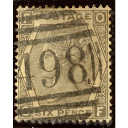 Antique GB QV stamp SG125 6d Grey Plate 12 FO OF - cv £300 Manchester PM