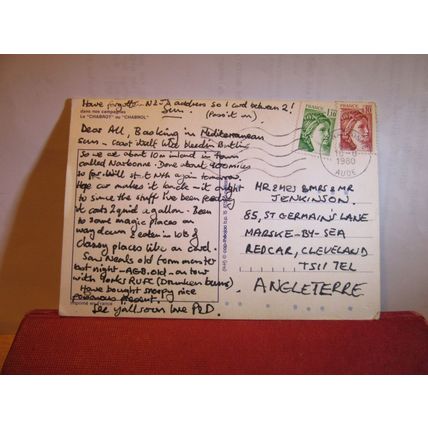 USING A CHABROT, FRANCE used postcard 1980 postmark #