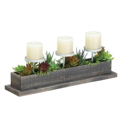 Winter Fall Table Centerpiece Candle Holder Reclaimed Wood Feel Gift