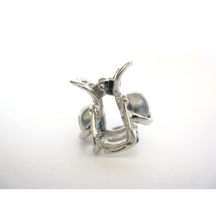 Small mini silver metal clear blue ball crystal hair claw clip