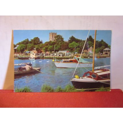 ACROSS THE RIVER STOUR, CHRISTCHURCH, Dorset used postcard 1964 pm =