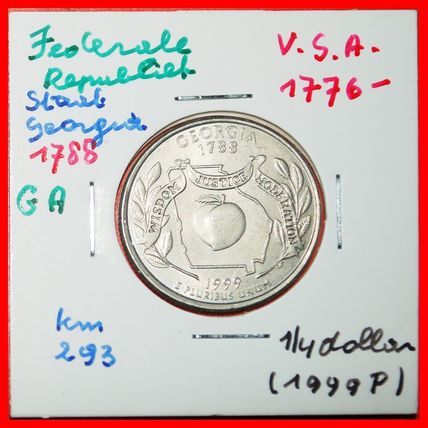 PEACH 1788: USA★ 1/4 DOLLAR 1999P UNC! WASHINGTON 1789-1797★LOW START★NO RESERVE