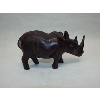 6" Carved Wood Rhino Ironwood Quality Vintage Hand Carved Solid Hard Wood