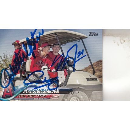 SHOHEI OHTANI, MIKE TROUT & JUSTIN UPTON 2018 AUTO LOS ANGELES ANGELS STARDOM