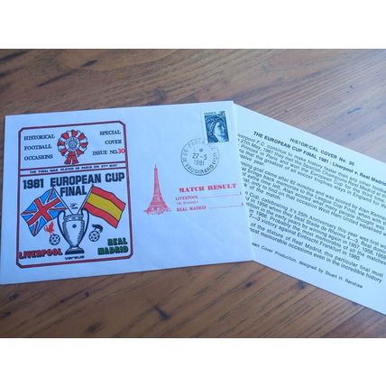 1981 EUROPEAN CUP FINAL LIVERPOOL vs REAL MADRID - Paris FIRST DAY COVER *