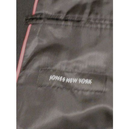Jones New York Mens Blazer Black S46 Button Sleeve Inner Pockets Back Slit