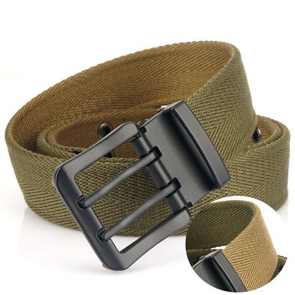 canvas men's belt, waist youth casual denim pants double needle buckle belt