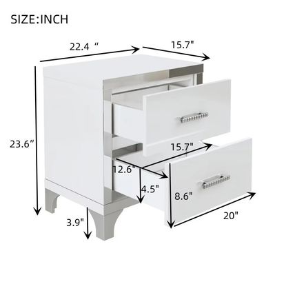 4-Piece Modern Bedroom Set – Upholstered Bed with Storage, 2 Nightstands & Dress