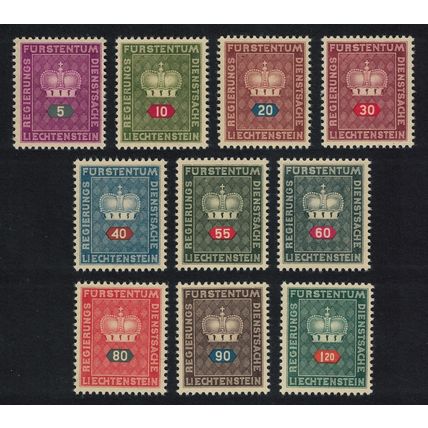 Liechtenstein Official Stamps 10v 1950 MNH SG#O287-O296 MI#Dienst 35-44