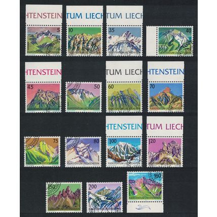 Liechtenstein Mountains 15v 1989-1993 COMPLETE 1989 CTO SG#965-979