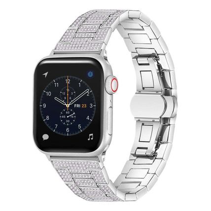 Diamond Metal Watch Band For Apple Watch Series, 7 45mm / 6&SE&5&4 44mm / 3&2&1