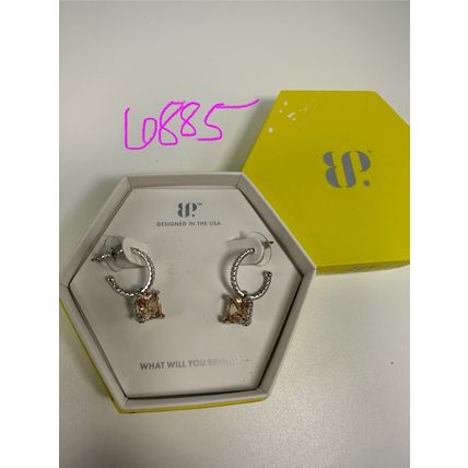 NIB Bomb Party Dangle Earrings ER77724 Wishing U Happiness Topaz CZ Rhodium Pl