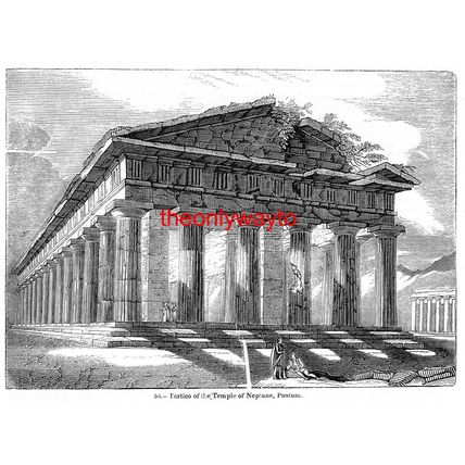 Temple Of Neptune (2), Paestum, Illustration (Print), 1850, Modern Reproduction