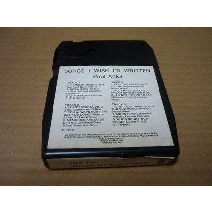 PAUL ANKA SONGS I WISH I'D WRITTEN 8 TRACK TAPE CARTRIDGE