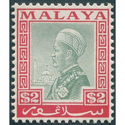 Selangor 1936 $2 green & scarlet SG84 unused