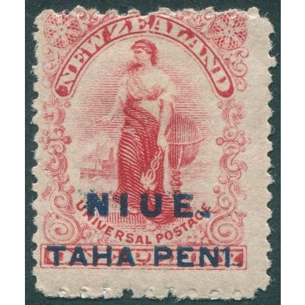 Niue 1902 1d carmine Perf 11x14 SG5 unused