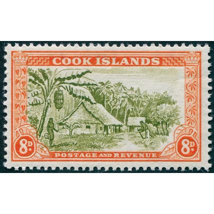 Cook Islands 1949 8d olive-green & orange SG156 MNH