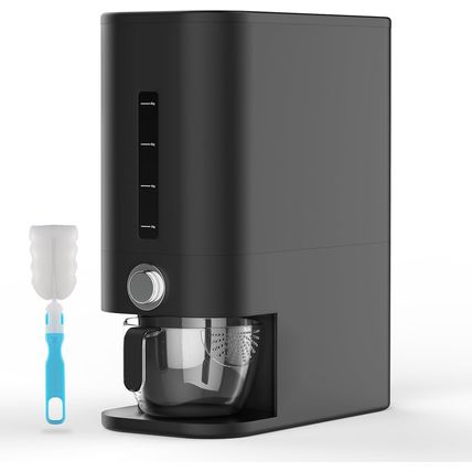 STUZ Black Rice Dispenser 25 Pounds - Plastic Rice Container with Sealable Lid,