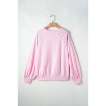 Pink Hugs and Kisses Pop Up Embroidered Raglan Sleeve Sweatshirt