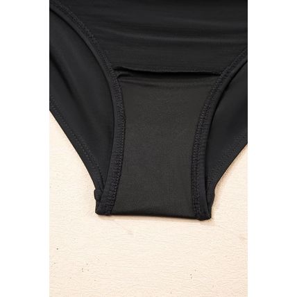 Black Adjustable Straps Cutout Ruched Knot Slit One Piece Swim Dress