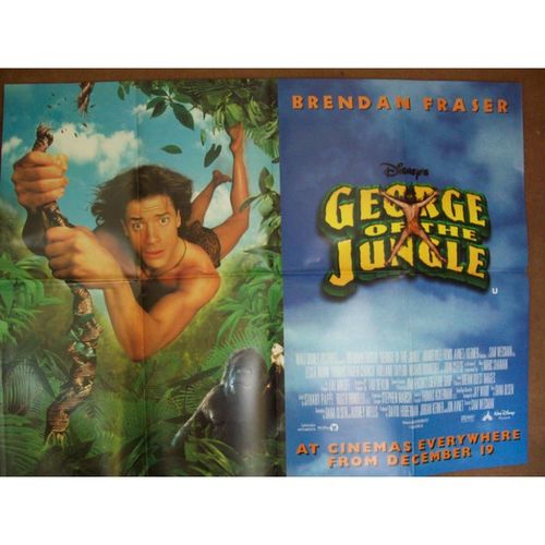 GEORGE OF THE JUNGLE Brendan Fraser 1997 Movie Quad Poster