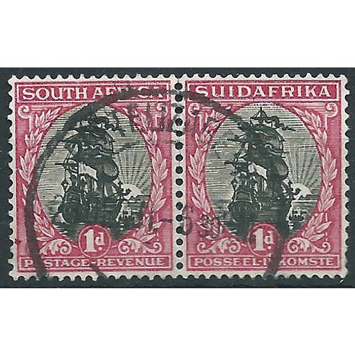 South Africa 1930 SG43 1d Black & Carmine Used PAIR .. ..
