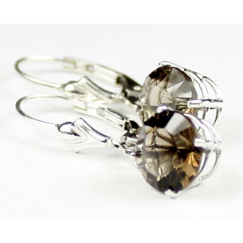 Smoky Quartz, 925 Sterling Silver Leverback Earrings, SE117