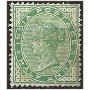 India 1900 SG114 1/2a Yellow-Green Mounted Mint . ..