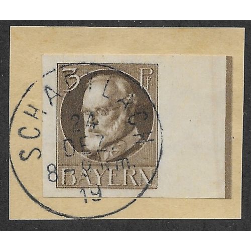 GER (BAVARIA) 1914 3pf KING LUDWIG III' (IMPERFED) FINE USED (EBID64-432)