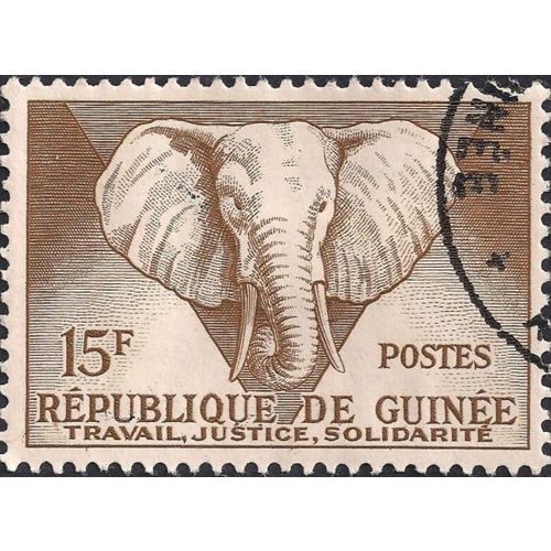 GUINEA, MAMMALS, Elephant, brown 1959, 15F