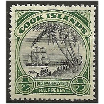 Cook Islands 1933 SG106 1/2d Black & Deep Green Wmk NZ Star Mounted Mint . ..