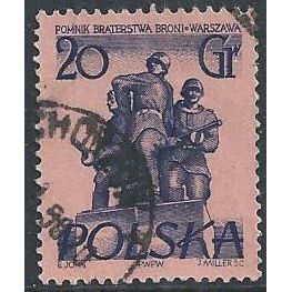 Mi 910 A: 20 gr. black-blue on rose Warsaw Monuments.