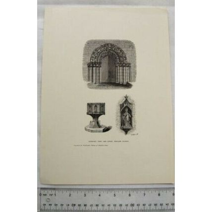 Engraving doorway font & effigy Fishlake Church