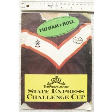 1982 programme Fulham v. Hull, Rugby League Challenge Cup
