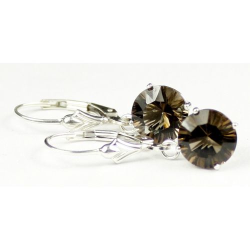 Smoky Quartz, 925 Sterling Silver Leverback Earrings, SE117