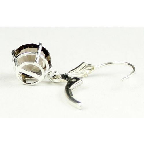Smoky Quartz, 925 Sterling Silver Leverback Earrings, SE117