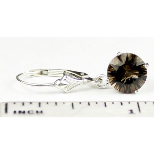 Smoky Quartz, 925 Sterling Silver Leverback Earrings, SE117