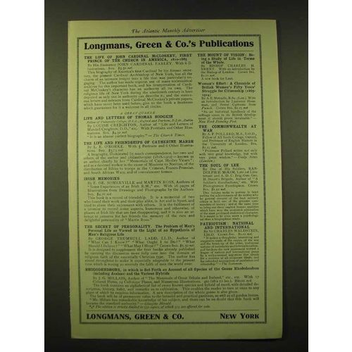 1918 Longmans, Green & Company Ad - Longmans, Green & Co.'s Publications