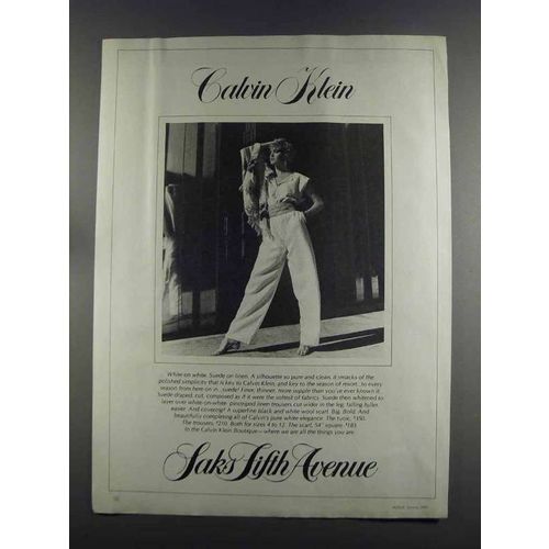 1982 Saks Fifth Avenue Ad - Calvin Klein Tunic & Scarf