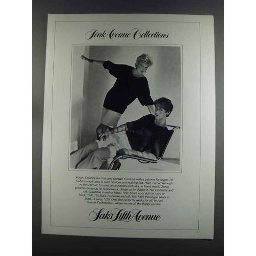 1982 Saks Fifth Avenue Ad - Zoran Sweatshirt, Skirt