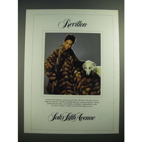 1982 Saks Fifth Avenue Revillon Natural Golden Russian Sable Fur Coat Ad