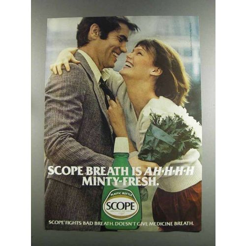 1982 Scope Mouthwash Ad - Breath is Minty-Fresh
