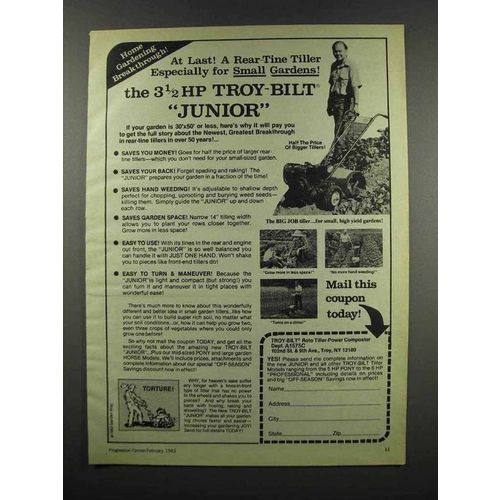 1983 Troy-Bilt Junior Tiller Ad - At Last!