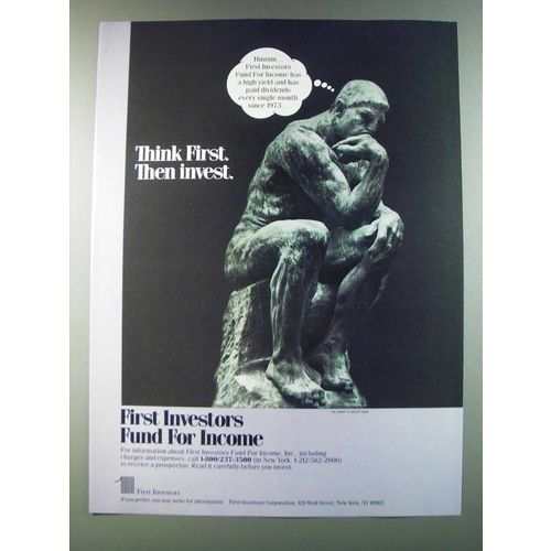 1986 First Investors Fund for Income Ad - Think First. Then invest