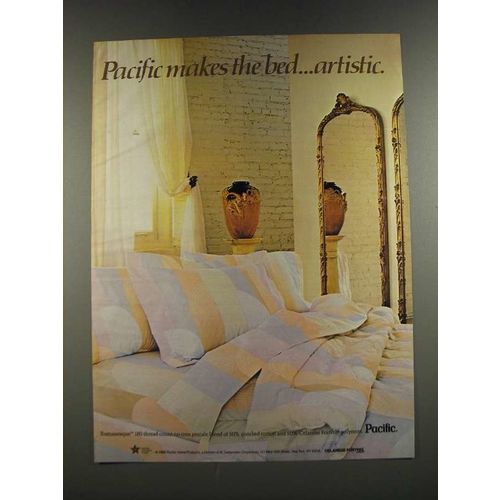 1986 Pacific Romanesque Bed Linens Ad - Makes The Bed Artistic