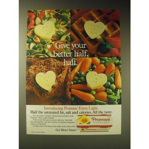 1989 Promise Extra Light Spread Ad - Give your better half, half