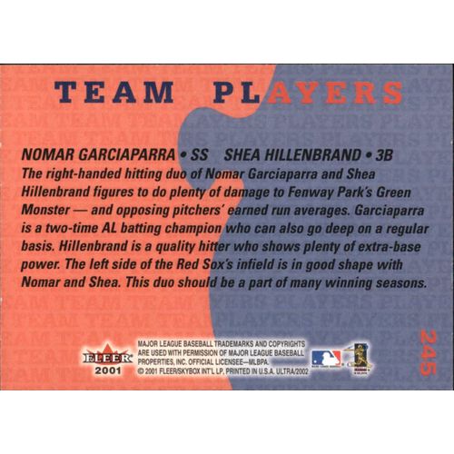 2002 Ultra Baseball N. Garciaparra/S. Hillenbrand (Team Players) #245